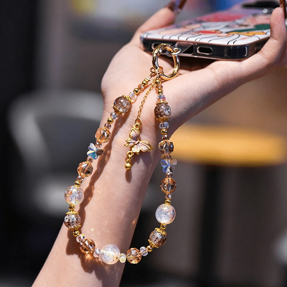 GASTROPOD Beaded Phone Charm Strap, Cute Phone Key Chain Crystal Phone Wrist Hands-Free Wristlet Phone Keychain Handbag Charm