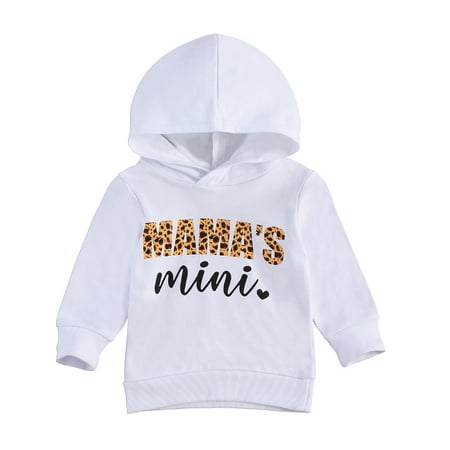 

Canrulo Toddler Baby Girls Hooded Sweatshirt Mama s Mini Long Sleeve Hoodie Pulover Tops Fall Winter Clothes White 18-24 Months
