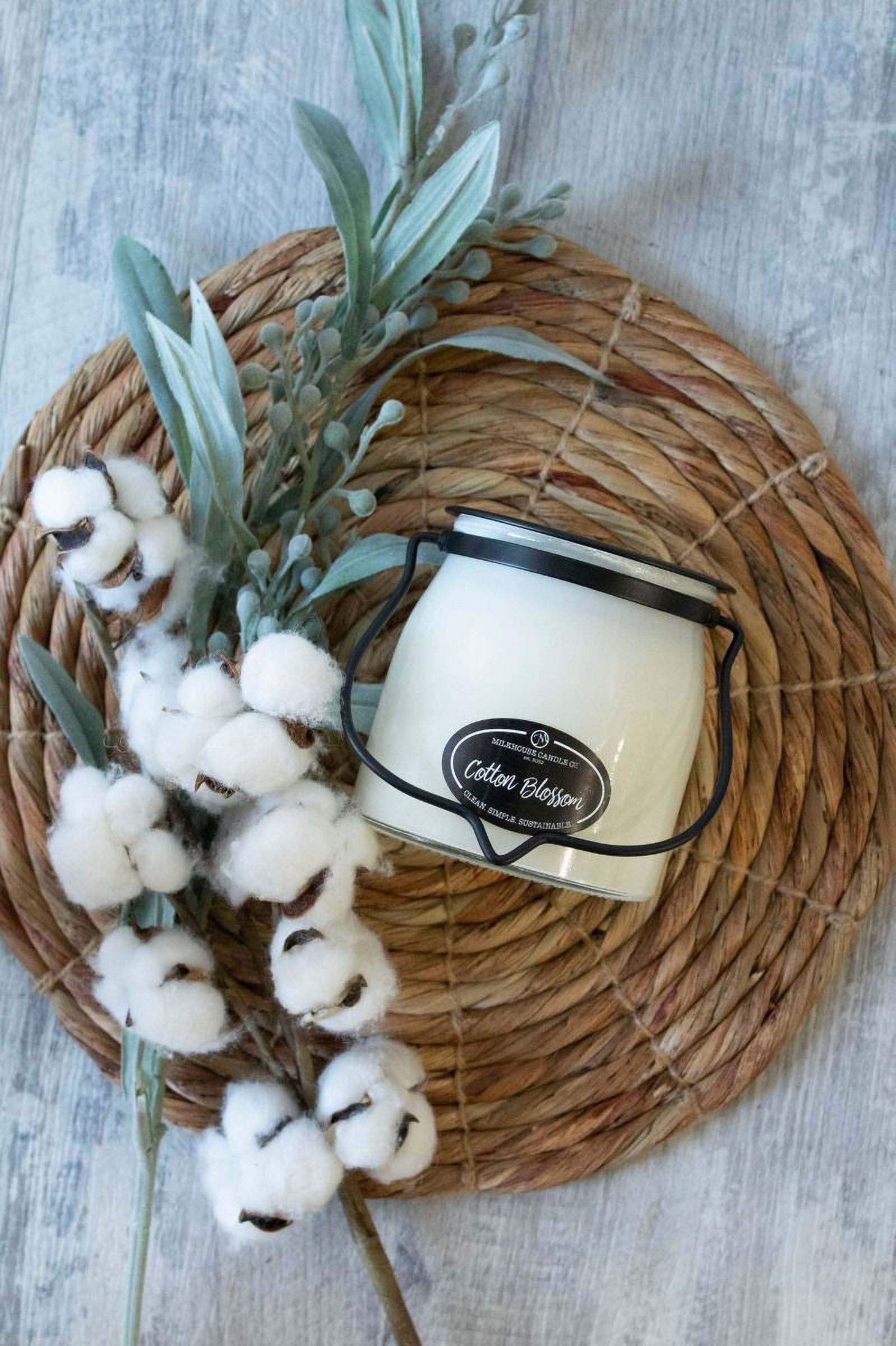 Milkhouse Candle Company, Cotton Blossom, Creamery Collection, Scented Soy Candle, Butter Jar, 16oz