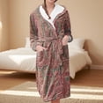 thumbnail image 2 of Women's Fleece Plush Robe Long Warm Plush Bathrobe Loungewear Jacket Printed Comfort Robe, 2 of 5