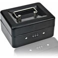 thumbnail image 1 of Small Coin Cash Box With Combination Lock? Durable Metal Coin Box with Lockable Storage Tray, 15 × 12 × 8 cm black, 1 of 6