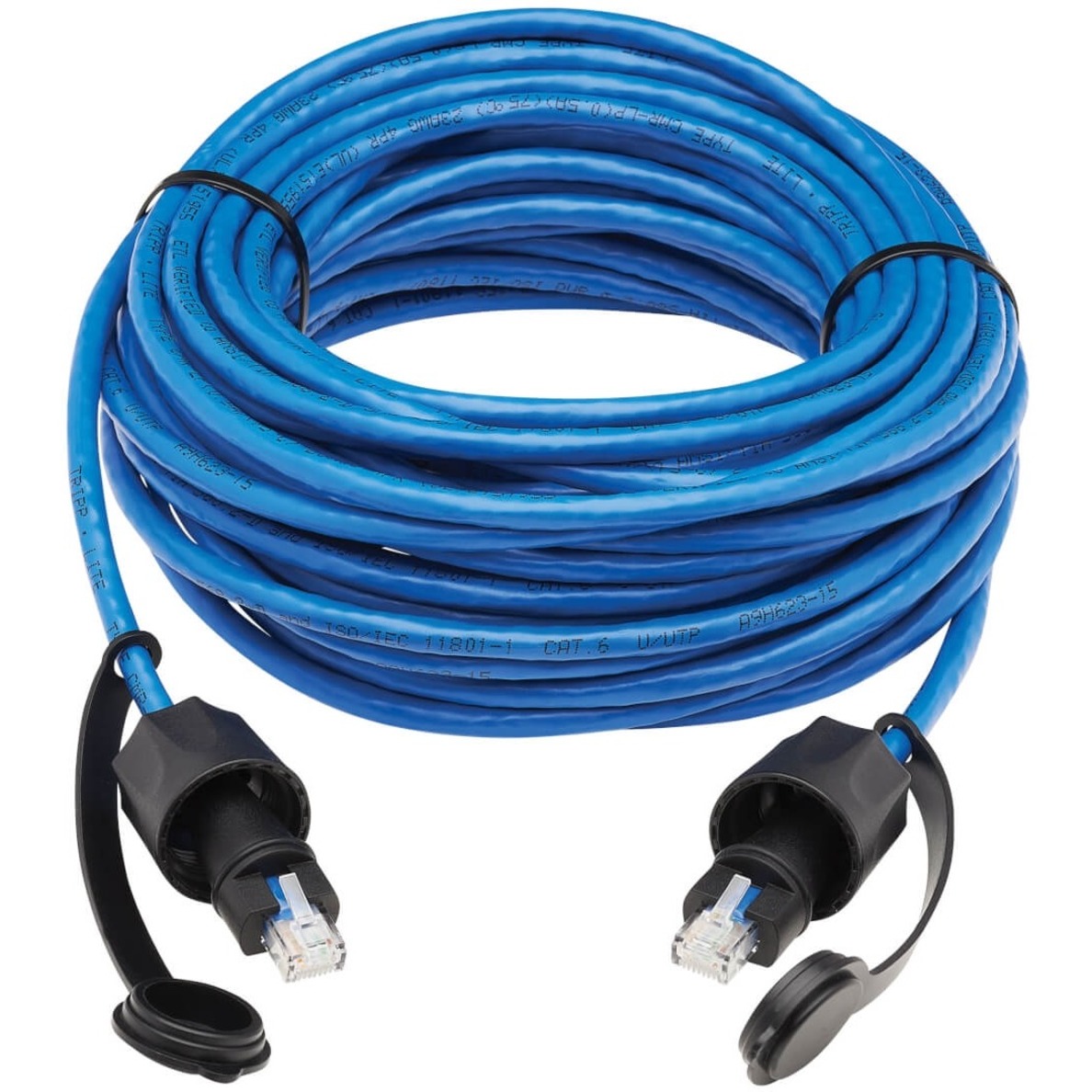 Eaton Tripp Lite Series Industrial Cat6 UTP Ethernet Cable (RJ45 M/M), 100W PoE, CMR-LP, IP68, Blue, 50 ft. (15.24 m) - image 3 of 6