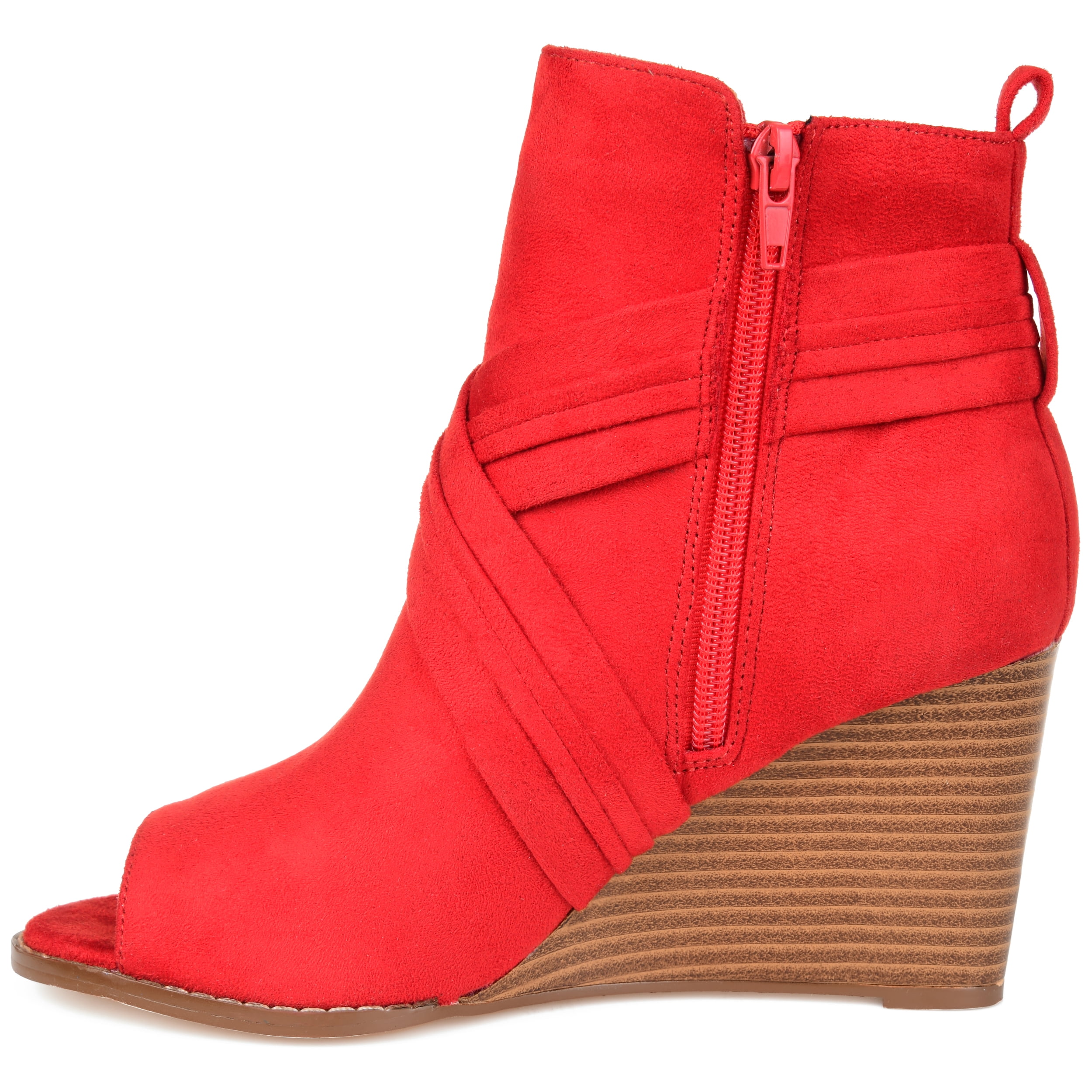 Journee Womens Sabeena Inside Zip Open Toe Wedge Booties