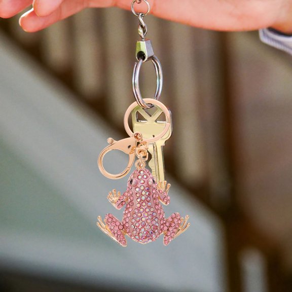 MLINS Party Frog Cute Stuff Frog Keychain 11.30X5.70X2.00CM Pink