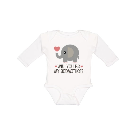 Inktastic Will You Be My Godmother Boys or Girls Long Sleeve Baby Bodysuit