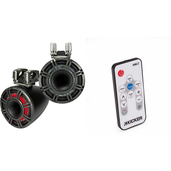 Kicker KMTC114 11" Horn-Loaded Wake Tower Speaker System in Black, Pair, 4-Ohm ( Includes LED Remote )