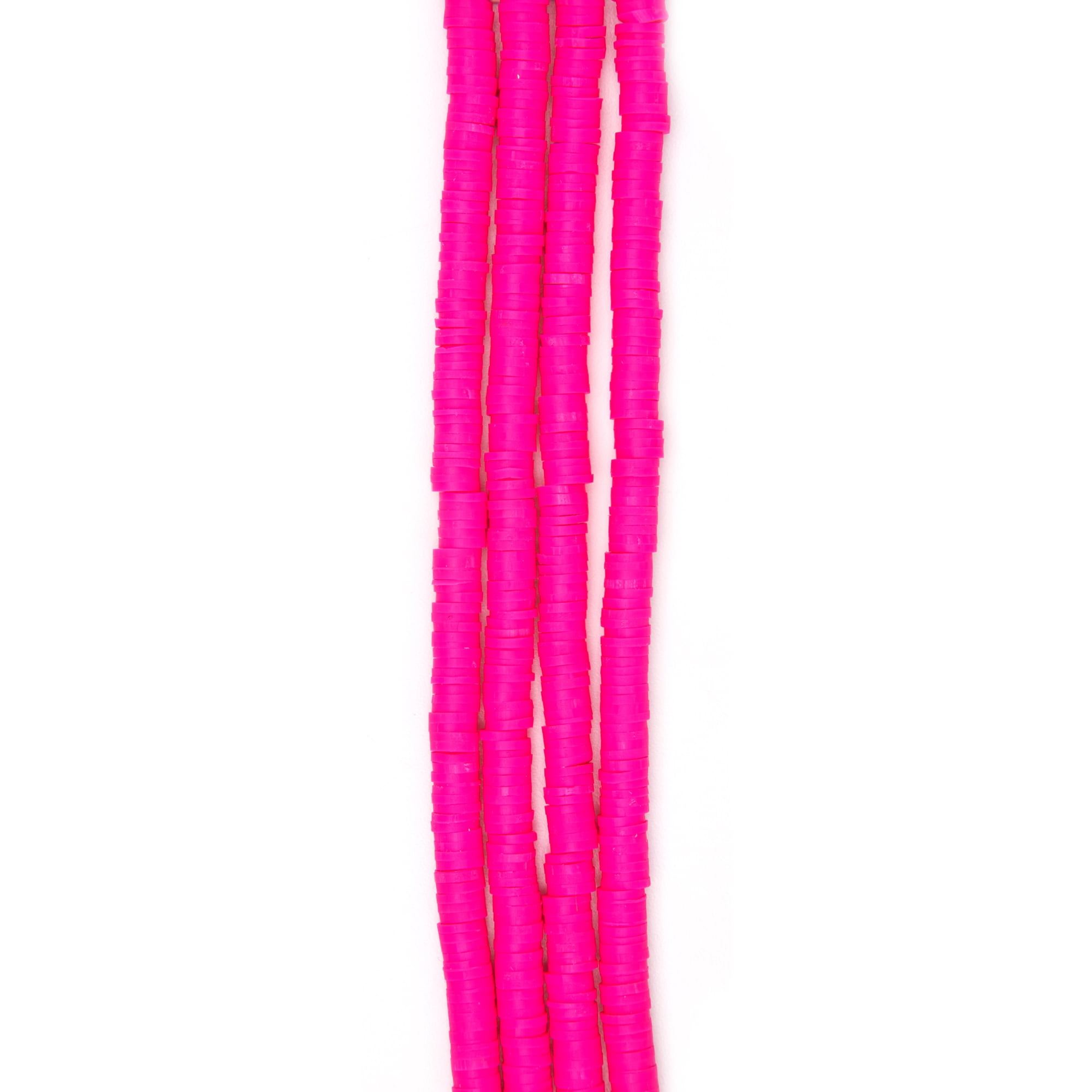 Cousin DIY Acrylic Disc Heishi Beads Strand, 7.5 inch, Pink, 600+ Pc, Bright Pink Unisex Heishi Beads for Adults and Teens