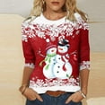 thumbnail image 2 of YanHoo Christmas 3/4 Sleeve Tops for Women 2023 Fall Clearance Christmas 3/4 Sleeve Tops Pullover for Women Crewneck Shirts Casual Sweatshirt Cute Christmas Tops, 2 of 5