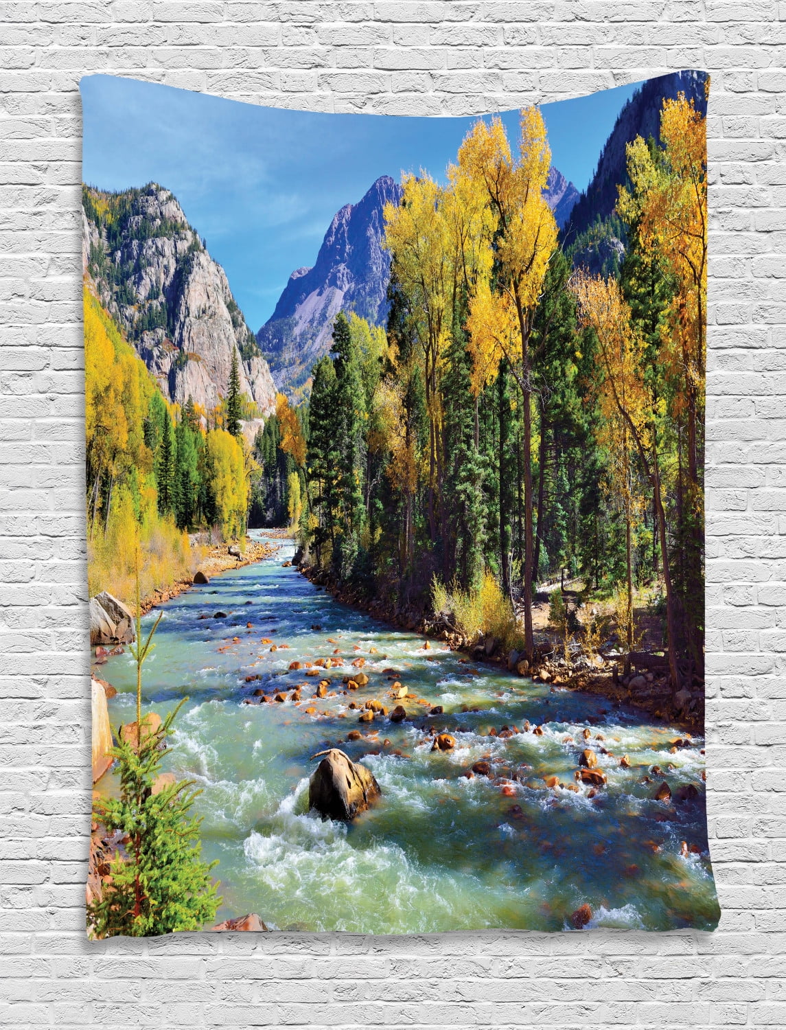 Landscape Tapestry, Mountains of Colorado with Lush Forest and River 