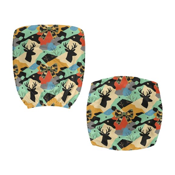 Chririnla Deer Bow Pattern Computer Office Chair Cover, 2 Pcs Swivel Chair Cover Stretch Dustproof Desk Rotating Chair Slipcovers for High Back Chair