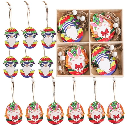 

Veki Wooden Easter DIY Doll Decoration Pendant Pendant Painted Carrot Eggs Hangs Decorations for Christmas