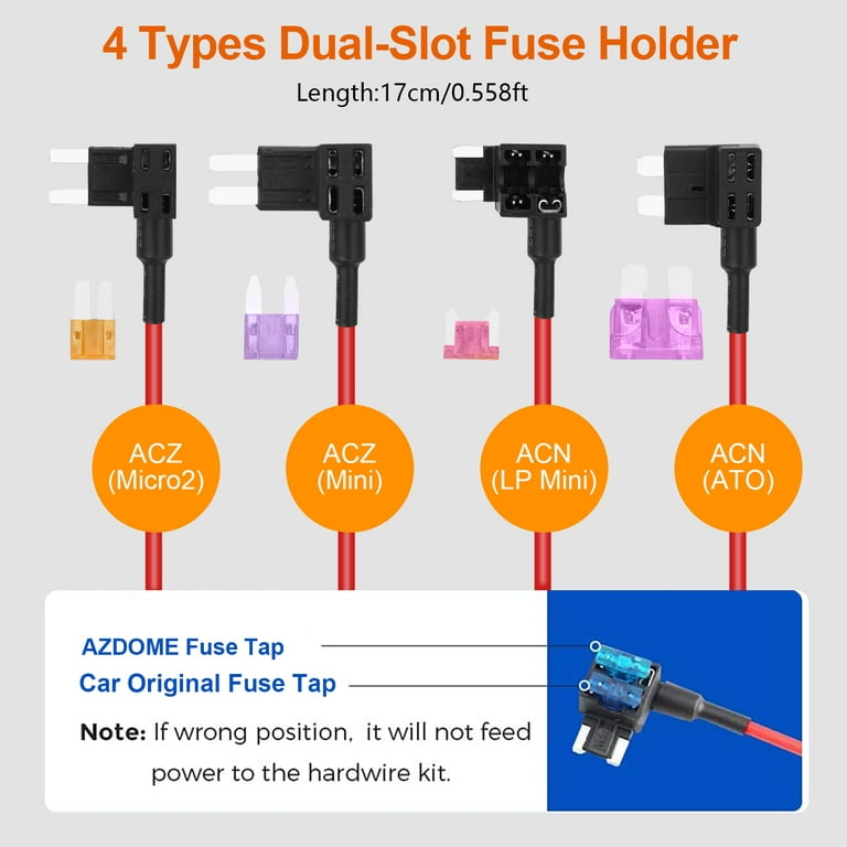 Type-C Dash Cam Hardwire Kit for GOODTS Dash Cam A15 Series, Hardwire Kit  Fuse for Dash Cam, Low Voltage Protection for Dash Camera