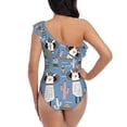 thumbnail image 5 of Honeii Llamas And Cactus for women's one-piece swimsuit featuring a chic one-shoulder design experience elegance and style in the water-Medium, 5 of 6