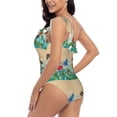 thumbnail image 4 of Easygdp Colorful Plants And Insects Women's One Shoulder Ruffle Monokini Bathing Suits with Removable Chest Pad, Quick Drying - Small, 4 of 8