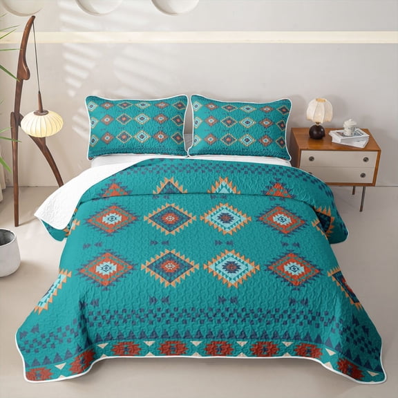 jejeloiu Monochrome Tribal Twin Quilt Set,Modern Print Twin Coverlet Set For Boys,2pcs