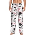 thumbnail image 2 of Goofa Lilies Flowers Printed Soft Pajama Pants for Men, Wide Leg Comfy Casual Lounge Yoga Pants-Large, 2 of 9