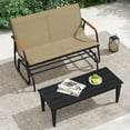 thumbnail image 5 of Costway Patio Glider Bench for 2 Swing Gliding Loveseat with Curved Teak Armrests for Porch, 5 of 10