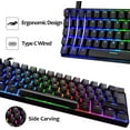 thumbnail image 2 of MAGIC-REFINER UK Layout 60% True Mechanical Gaming Keyboard Type C Wired 62 Keys RGB LED Backlit USB Waterproof Keyboard Full Anti-ghosting Keys for Computer/PC/Laptop/MAC (Black/Blue Switch), 2 of 5