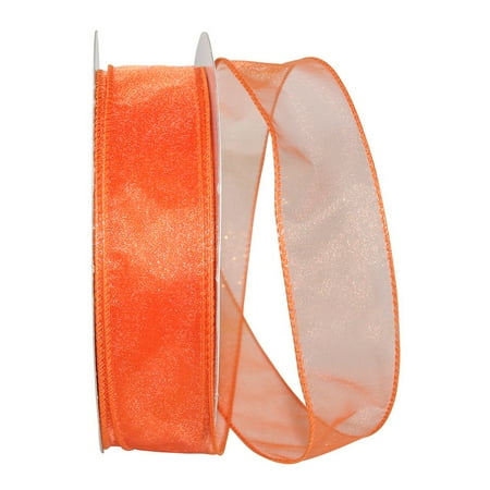 UPC: 0840108864964 | JAM Paper Sheer Wired Ribbon  1 1/2 Inches x 50 Yards  Orange  1/Pack