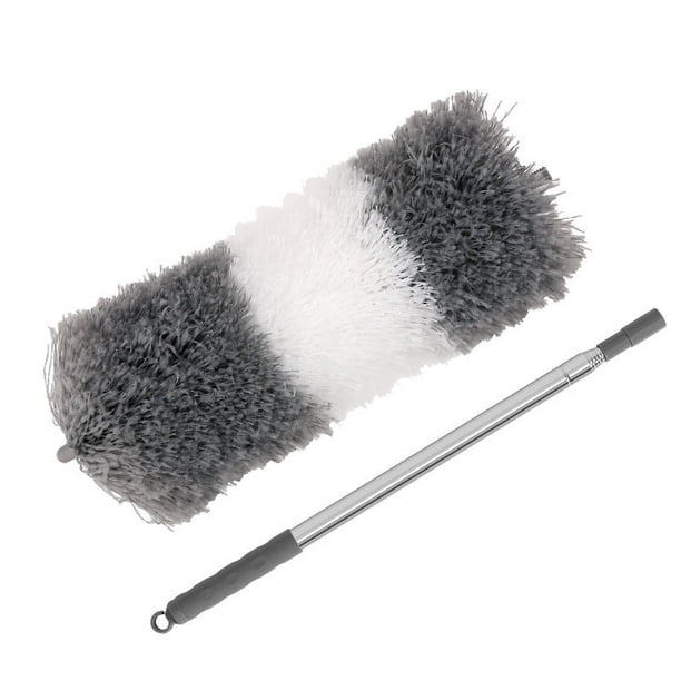 Plumero de microfibra con barra extensible, plumero de telaraña telescópico de 100" para limpieza, cabezal flexible, cubierta resistente a los arañazos, lavable