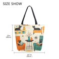 thumbnail image 5 of FORMRS Womens Canvas Tote Bag with Zipper Inner Pocket Shoulder Handbag, Black Cats Reading, 5 of 7