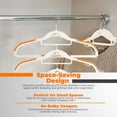 thumbnail image 2 of Lightweight White Plastic Hangers with Cascading Hook, Space Saving Thin, Closet Organizer, Orange Anti-Slip Pads, 360° Swivel, Tie Holder, 2 of 4