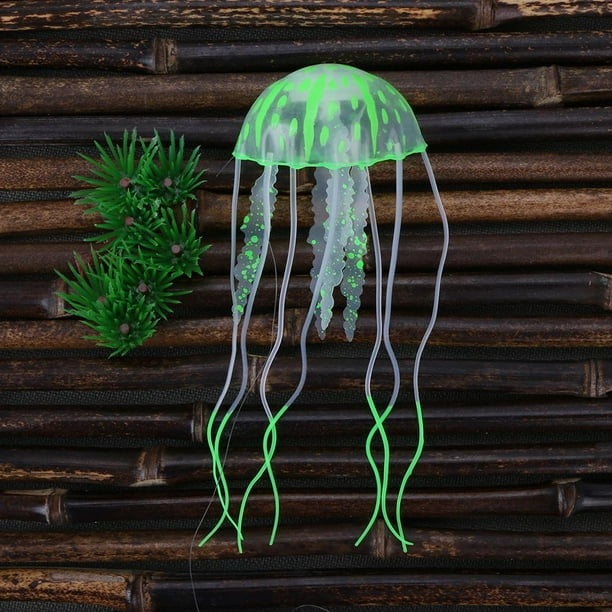 Medusas De Simulación Decoración de medusas brillantes de silicona flotante para pecera de acuario (verde) Wdftyju Libre de BPA