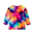 thumbnail image 3 of GA WEIHUA Toddler Girl's 3D Graphic T Shirt 2025 Spring Tie Dye Colorful Tops Kids Summer Fashion Blouses 3/4 Length Sleeve Tshirts Crewneck Outfits(Multicolor,9 Years), 3 of 4