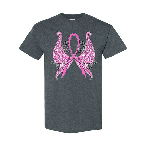 Inktastic Breast Cancer Awareness with Butterfly Ribbon Words T-Shirt