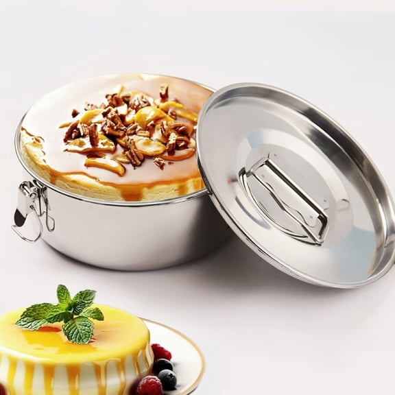 Stainless Steel Flan Pan, 80 oz Flanera Mold Cooker for Baking, Compatible with Instant Pot 6 8 10qt, Custard Pan, Flan dish with lid, Tart pan, Round fluted dish, oven safe