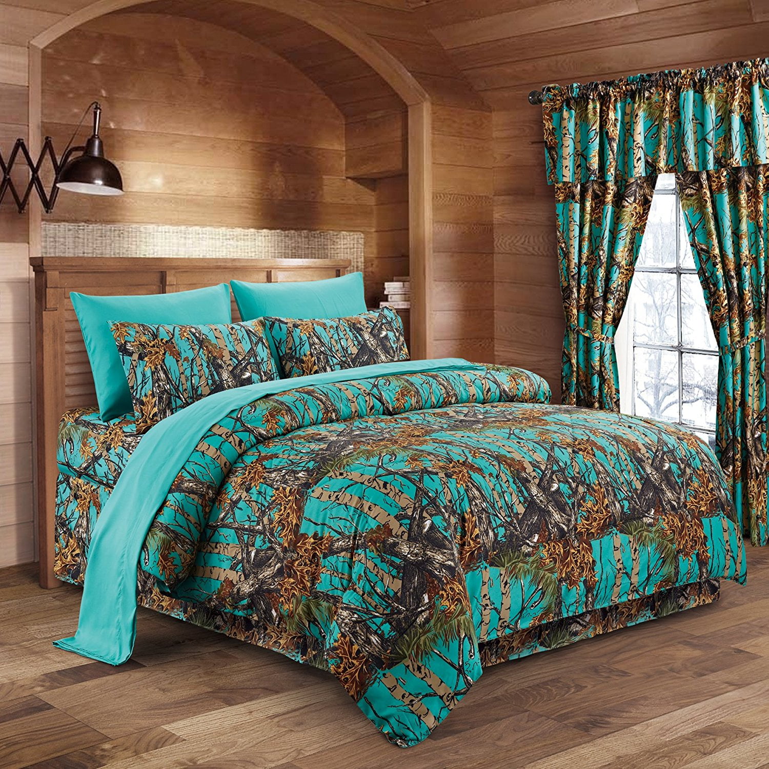 Regal Comfort The Woods Teal Camouflage King 8pc Premium Luxury