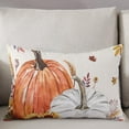 thumbnail image 3 of Rectangle Decorative Throw Pillow Cover, Harvest Fall Pillow Case Soft Cushion Case Lumbar Pillowcase for Couch Sofa Bedroom Car Farmhouse Boho Decor 12x20 Inch Pumpkins Wheats Leaves Rustic Burlap, 3 of 3