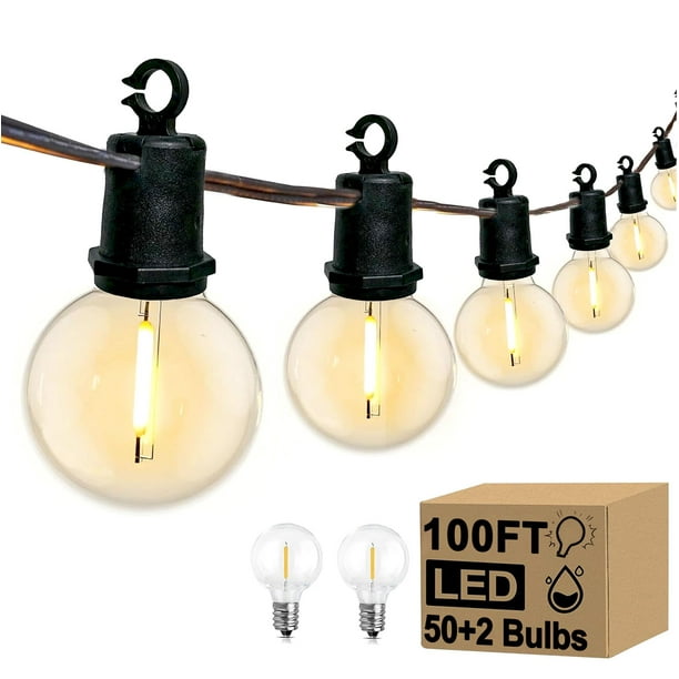 Luces de Cuerda para Exterior Xingzd de 30 metros con 52 Bombillas LED G40 Globo