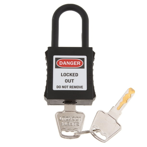 1pc de bloqueo de seguridad de seguridad fuerte con llave con 2 llaves de plástico de Negro Sunnimix Candado de bloqueo de seguridad