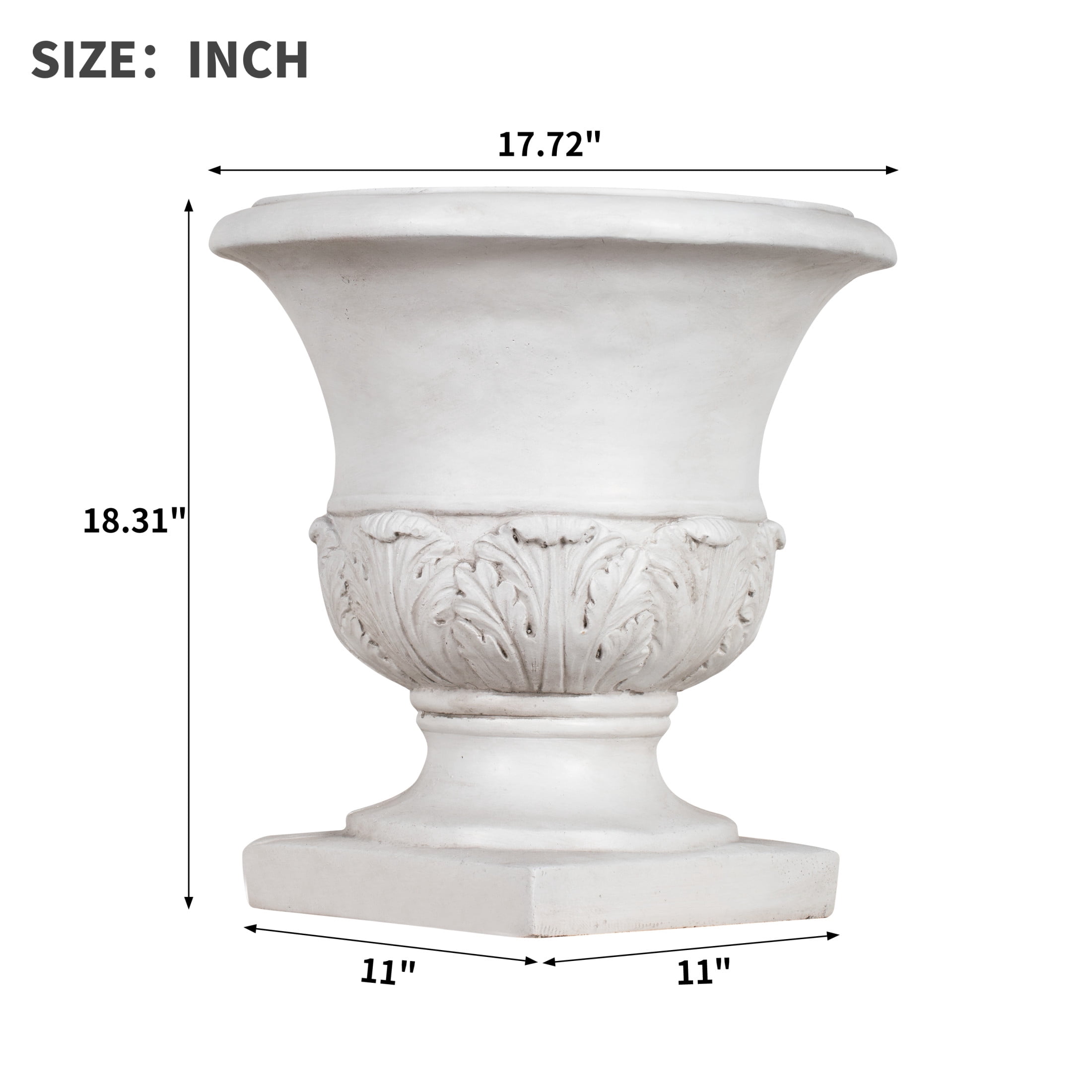 Christopher Knight Home 18" Classical Pedestal Urn Planter, Outdoor Acanthus Leaf Flower Pot, Antique White