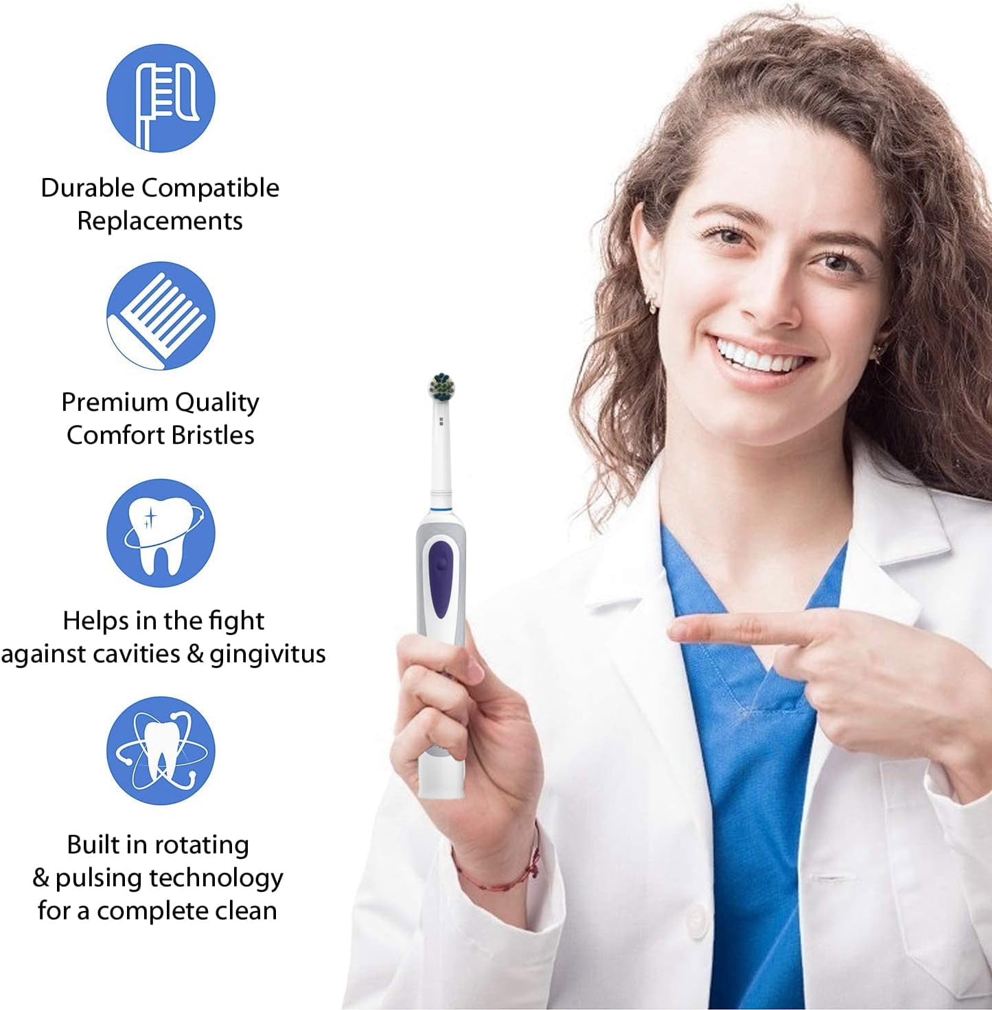 PÜRDENT Replacement Toothbrush Heads Compatible with Oral B & Braun Electric Toothbrushes (Multi-Color Cross, XLarge Pack 20)