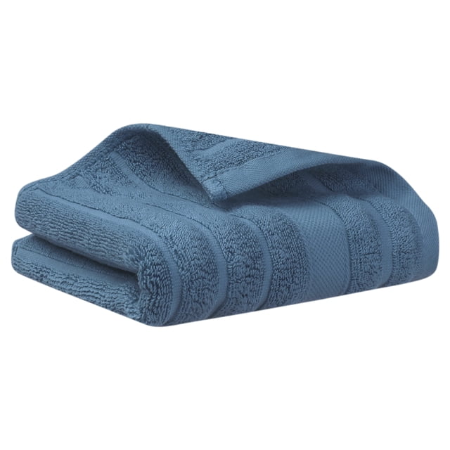 Toalla de mano de algodón REGALWOVEN de 2 piezas, toalla decorativa con patrón a rayas para baño, viaje, campamento, color azul, 1 pieza