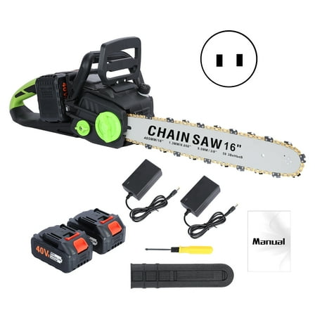 JNXYL 16 Inch Cordless Chainsaw, Brushless Motor Electric Chainsaw, Battery Powered Chainsaw with 2 x 4Ah Batteries, Auto-Lubrication Chain Saw for Tree Felling, Pruning, Logging and Firewood