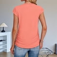 thumbnail image 4 of Camiseta de Corta con Cuello Redondo y Fruncido para Mujer, Color Coral M, 4 of 6