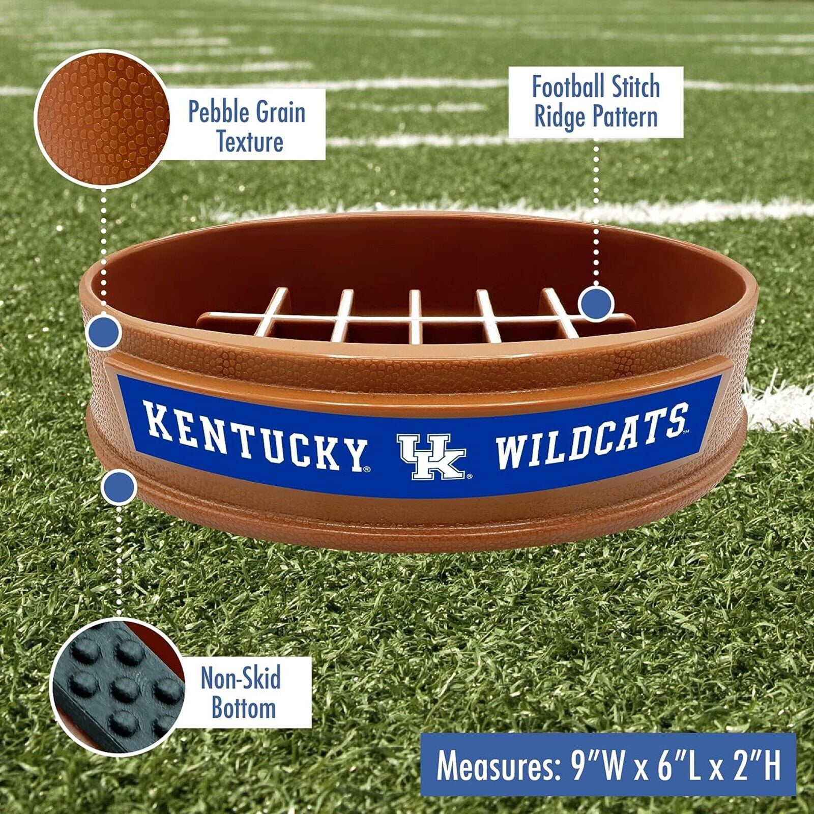 Pets First NCAA Kentucky Wildcats Super-Bowl Slow Feeder Bowl for Dogs and Cats with Non-Slip Mat