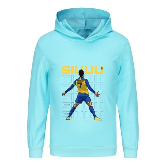 Boys Ronaldo Soccer Hoodie – Long Sleeve CR7 Graphic Pullover, Kids Football Star Sweatshirt