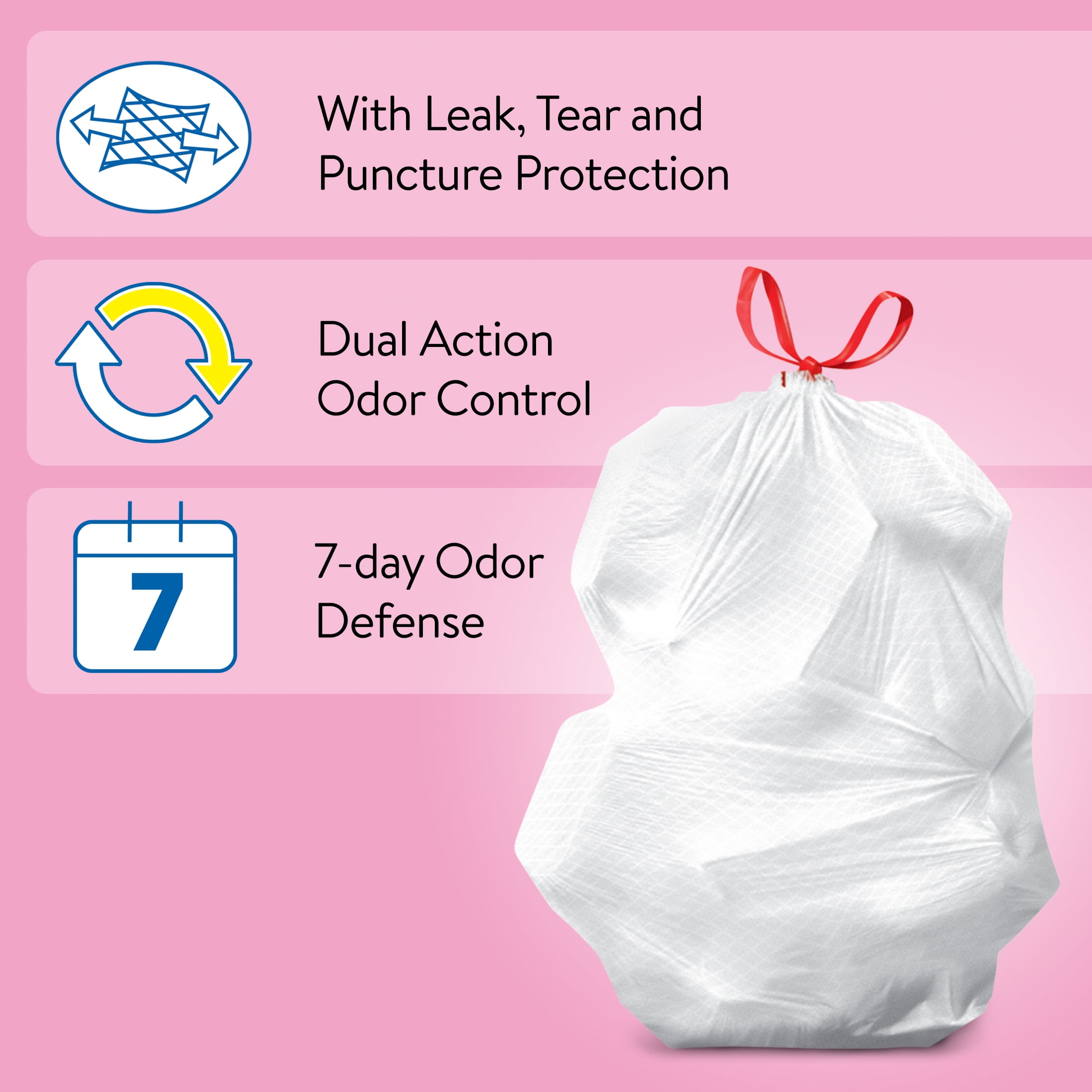 Great Value Strong Flex 13-Gallon Drawstring Tall Kitchen Trash Bags, Fresh  Scent, 120 Bags 