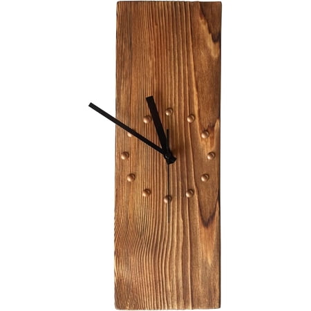 Wooden Wall Clock Silent Non-Ticking, Frameless Rectangle Art Wall Clocks Farmhouse Wall Décor,Handmade Clocks Decorative for Home Living Room Kitchen Office, Battery Operated