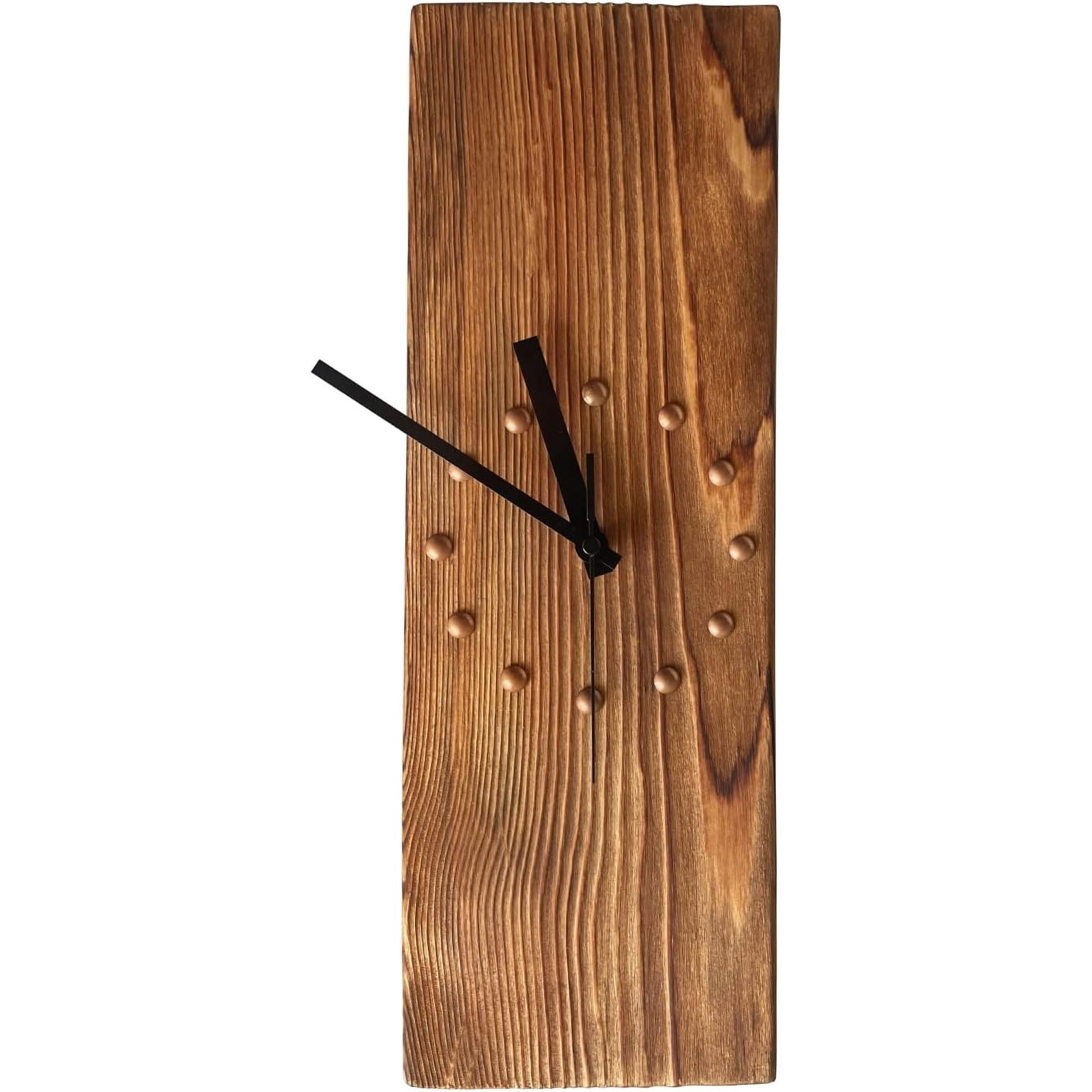 Wooden Wall Clock Silent Non-Ticking Frameless Rectangle Art Wall Clocks Farmhouse Wall Décor,Handmade Clocks Decorative for Home Living Room Kitchen Office Battery Operated