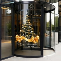 Golden Christmas Tree Window Clings Stickers 18*26 Inch 1 Pack Large Window Stickers Wall Decal PVC Static Wall Window Door Mural Showcase Decal Christmas Decorations