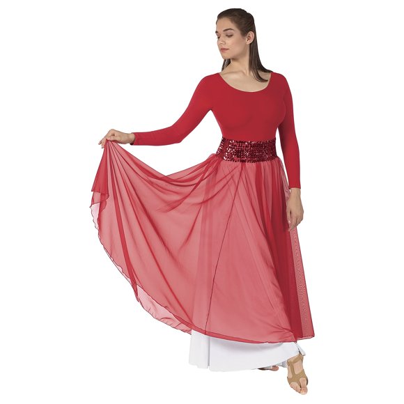 Eurotard Chiffon Overlay Skirt_Red 39746