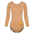 thumbnail image 3 of Haitryli Women's Long Sleeve Fleece-lined Leotard Figure Skating Acrobatics Competition Stage Performance Outfit Nude Round Neck 170, 3 of 7