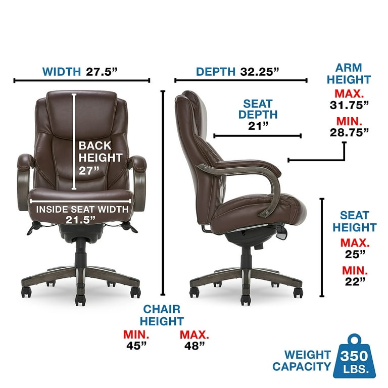 JOMEED CC82 Delano Big and Tall Executive Office Chair with Ergonomic  Lumbar Support, Adjustable Height, and Comfort Core Memory Foam, Brown  Leather