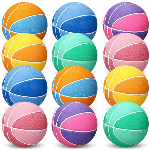 Juego de 12 minibalones de baloncesto, tamaño 3, con bomba, para niños