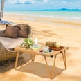 thumbnail image 4 of Gymax Table de Camping Pliant avec Sac de Rangement et Surface de Travail Imperméable Structure en Aluminium Brun, 4 of 10